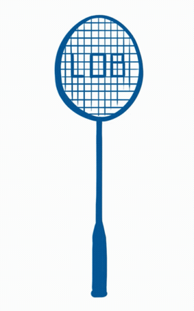 A Blue Badminton Racket With The Letter L On The Net GIF