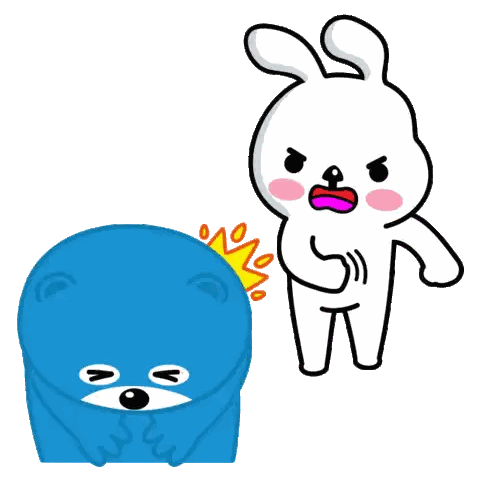 A Blue Bear And A White Rabbit Are Standing Next To Each Other On A White Background Sticker