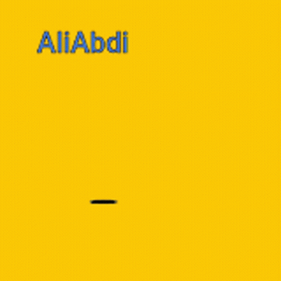 A Blue Bird With A Pink Beak Is On A Yellow Background With The Name Aliabdi GIF