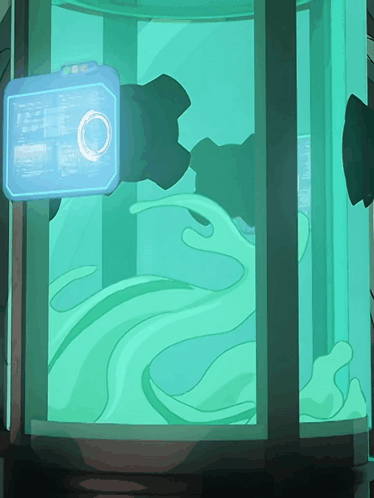 A Blue Box With A Circle On It Is Hanging From A Wall GIF