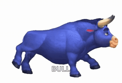 A Blue Bull With The Word Bull On The Bottom GIF