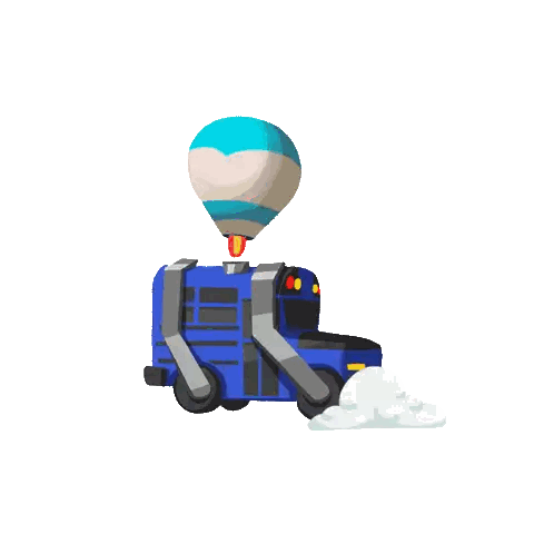 A Blue Bus With A Hot Air Balloon On Top Sticker