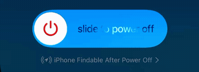 A Blue Button That Says Iphone Findable After Power Off On The Bottom GIF