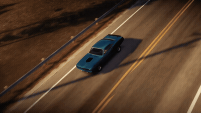 A Blue Car Is Driving Down A Highway GIF