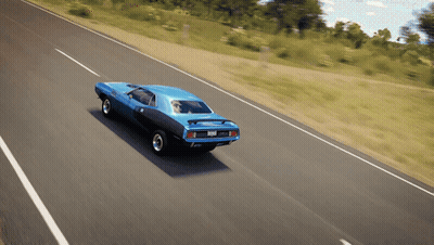 A Blue Car Is Driving Down A Road With A License Plate That Says ' Jcl ' On It GIF