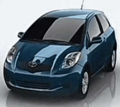 A Blue Car Is Sitting On A White Surface With A White Background . GIF