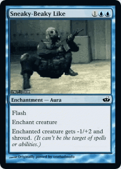 A Blue Card That Says Sneaky Beaky Like GIF