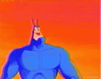 A Blue Cartoon Character Is Giving A Thumbs Up Sign GIF