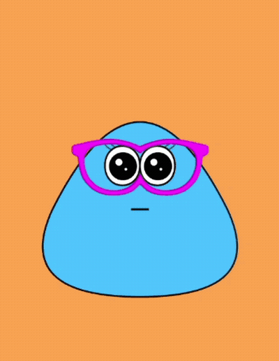 A Blue Cartoon Character Is Wearing Pink Glasses GIF