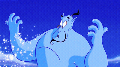 A Blue Cartoon Character With A Beard And A Mustache Is Standing In Front Of A Blue Sky GIF