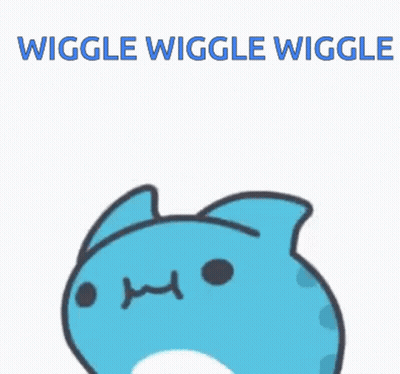 A Blue Cartoon Character With The Words Wiggle Wiggle Wiggle Written Above It GIF