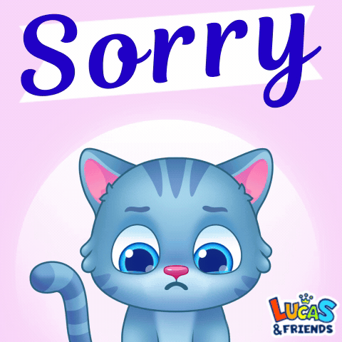 Blue Sad Cat Sitting In Front Of Sorry Sign GIF