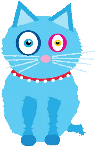 A Blue Cat With Big Eyes And A Red Collar Looks Surprised Sticker