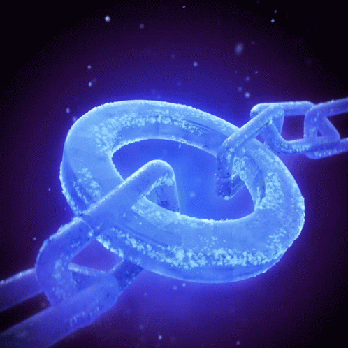A Blue Chain With A Hole In The Middle Is Glowing In The Dark GIF