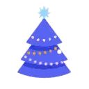 A Blue Christmas Tree With A Star On Top On A White Background . Sticker