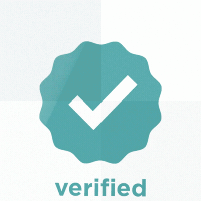 A Blue Circle With A Check Mark And The Word Verified Underneath GIF