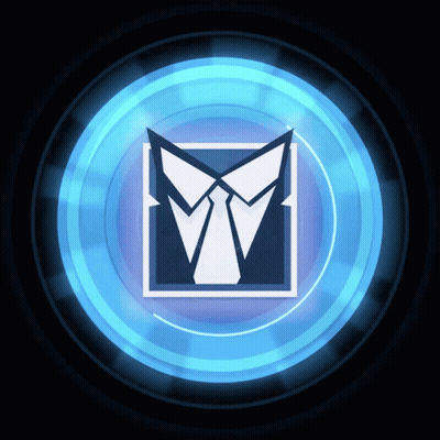 A Blue Circle With A Square With A Tie In The Center GIF
