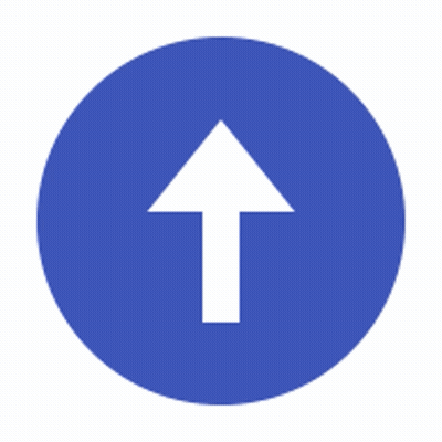 A Blue Circle With A White Arrow Pointing Upward GIF
