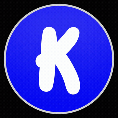 A Blue Circle With A White Letter K In It GIF