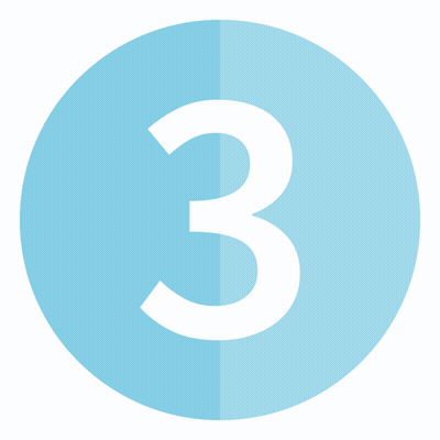 A Blue Circle With A White Number Three Inside Of It GIF