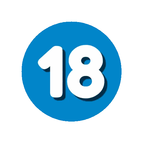 A Blue Circle With The Number 18 In White Sticker