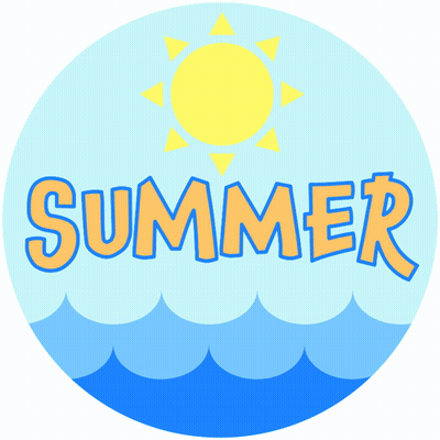 A Blue Circle With The Word Summer And A Sun GIF