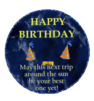 A Blue Circle With The Words " Happy Birthday " On It Sticker