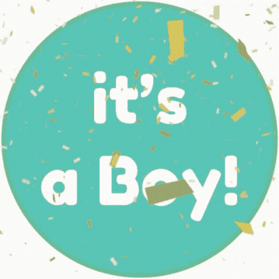 A Blue Circle With The Words " It 'S A Boy " On It GIF