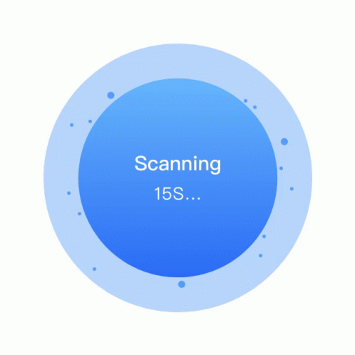 A Blue Circle With The Words Scanning 15S Written Inside Of It GIF