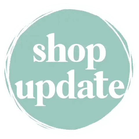 A Blue Circle With The Words Shop Update Written On It Sticker