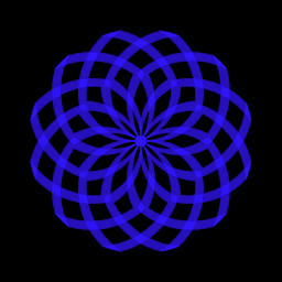 A Blue Circular Pattern On A Black Background That Looks Like A Flower GIF