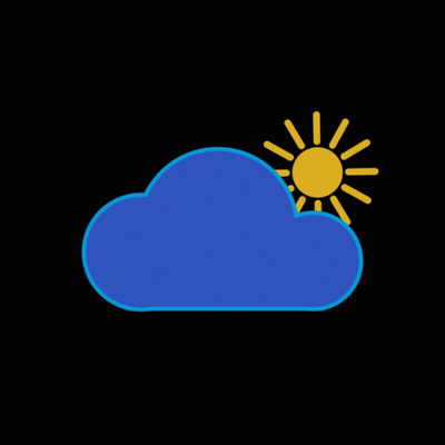 A Blue Cloud With A Yellow Sun In The Background GIF