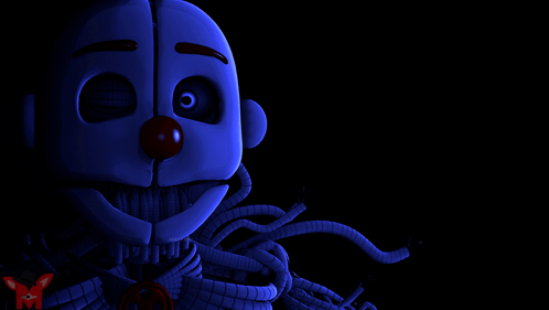 A Blue Clown With A Red Nose And A Red Circle Around His Neck GIF