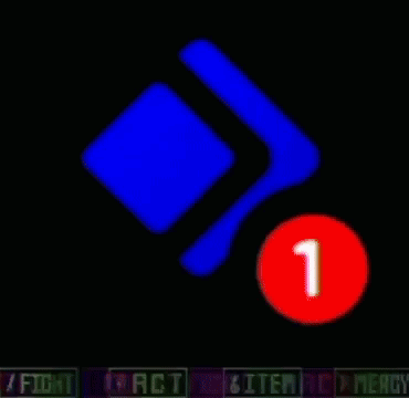 A Blue Diamond With A Red Circle With The Number One In It GIF