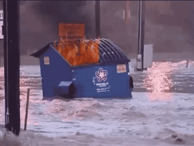 A Blue Dumpster With Republic Written On It GIF