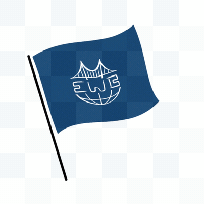 A Blue Flag With A Bridge And The Letters Wb GIF