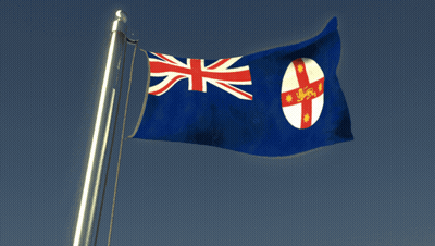A Blue Flag With Red White And Blue Stripes And A Cross On It GIF