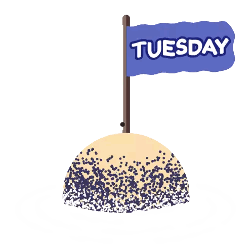 A Blue Flag With The Word Tuesday On It Is Hanging From A Pole Sticker