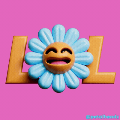 A Blue Flower With A Face And The Word Lol On It GIF