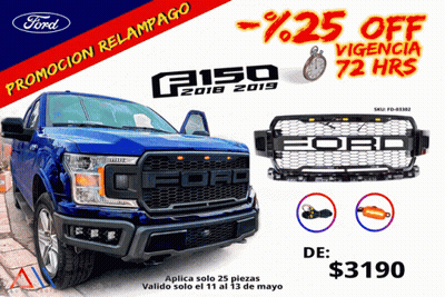 A Blue Ford Truck Is Advertised With A 25% Off GIF