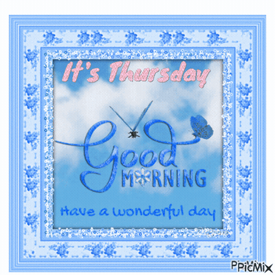 A Blue Greeting Card That Says It 'S Thursday GIF