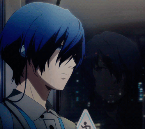 A Blue Haired Anime Character Stands In Front Of A Sign That Says ' Handicap ' On It GIF