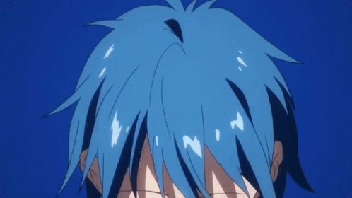 A Blue Haired Anime Character With Closed Eyes GIF