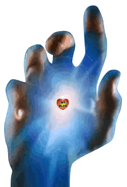 A Blue Hand Is Holding A Red Heart That Says My Blog On It Sticker