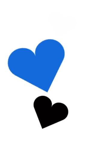 A Blue Heart And A Black Heart Are Next To Each Other On A White Background Sticker