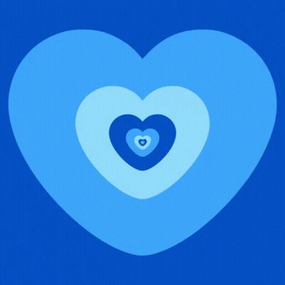 A Blue Heart On A Blue Background With Smaller Hearts Coming Out Of It GIF
