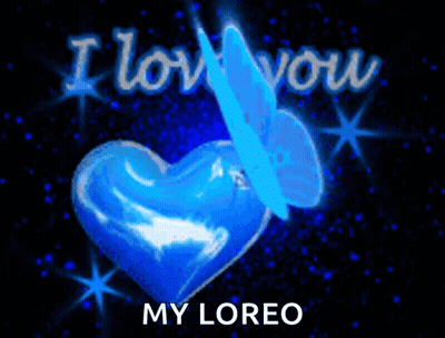 A Blue Heart With A Butterfly And The Words " I Love You My Loreo " GIF