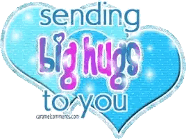 A Blue Heart With Sending Big Hugs To You Written On It Sticker