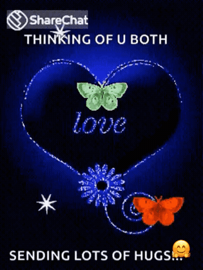 A Blue Heart With The Word Love On It And A Butterfly GIF