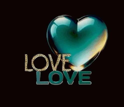 A Blue Heart With The Word Love Written On It GIF